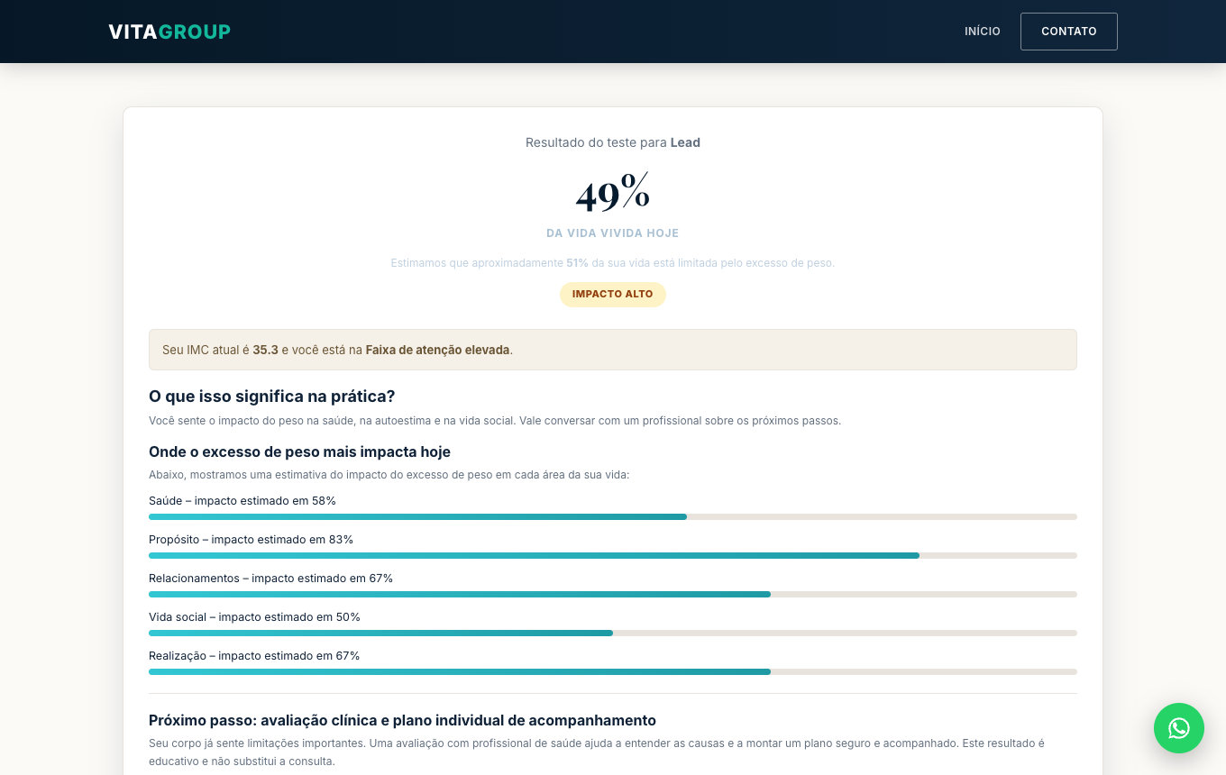 Resultado do teste de emagrecimento: vida vivida e próximo passo